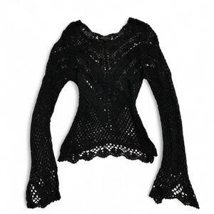 SOLD BCBG Women's Black Lace Crochet Top